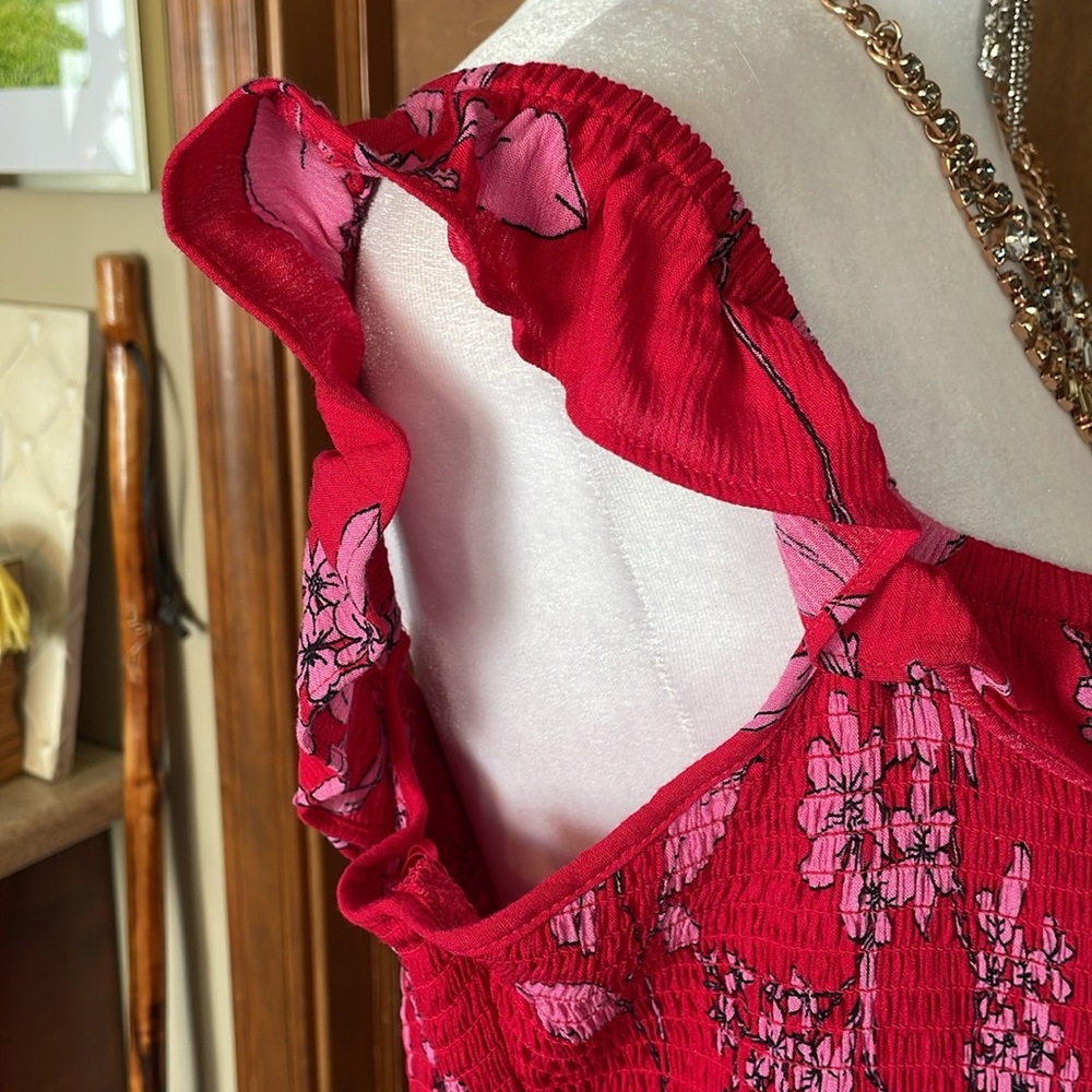 Floral Ruffle Red Dress - Picture 13 of 16